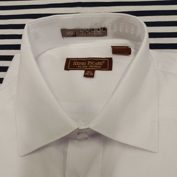 HENRI PICARD BY DON JONATHAN WHITE DRESS SHIRT. - Picture 3 of 3